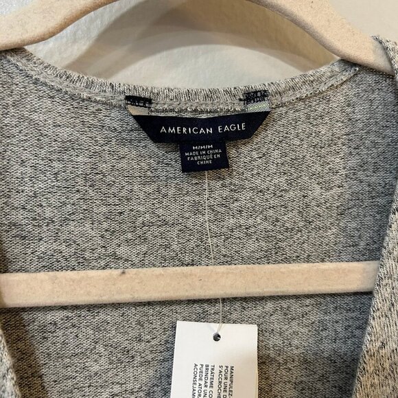 NWT American Eagle Grey Wrap Sweater V-Neck Mini Dress Women’s Size Medium - Picture 3 of 5